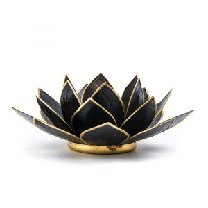 Teelichthalter - Lotusblume (atmosphärisches Licht, schwarz)