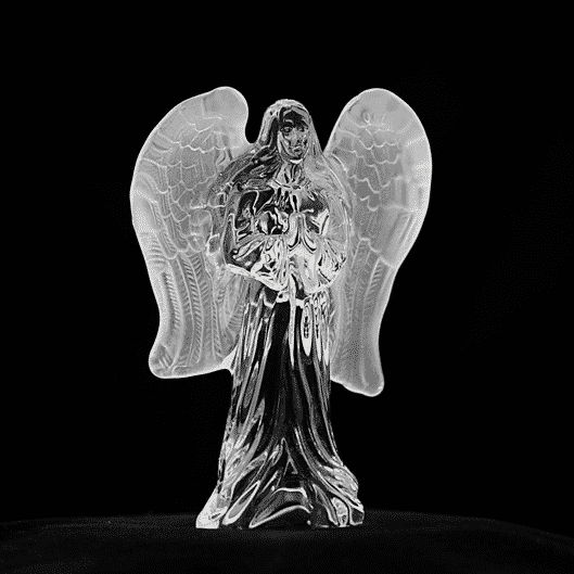 Glasfigur Schutzengel - matte Glasflügel 14cm