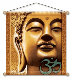 Meditation Wandschmuck - Goldener Buddha (37,5 x 37,5 cm)