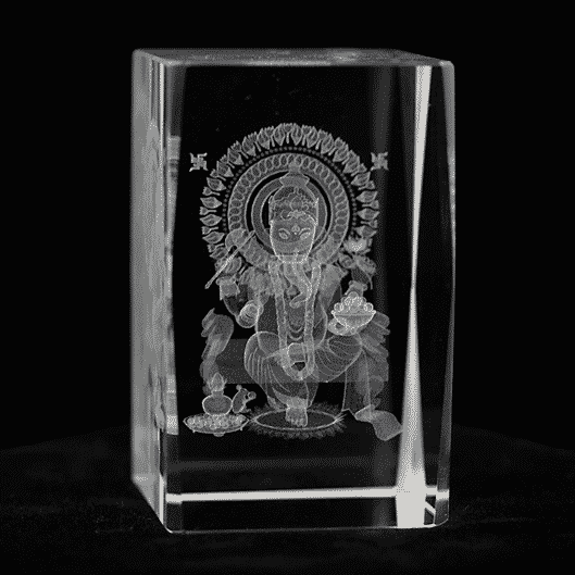 Kristallblock - Ganesha Kristallbild (Kristalllaser, AA Qualität)