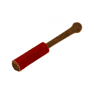 Klangschalenklopfer aus Holz mit Wildleder (rot, 15 cm)