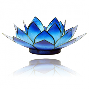 Teelichthalter - Lotusblume (atmosphärisches Licht, hellblau, zweifarbig)