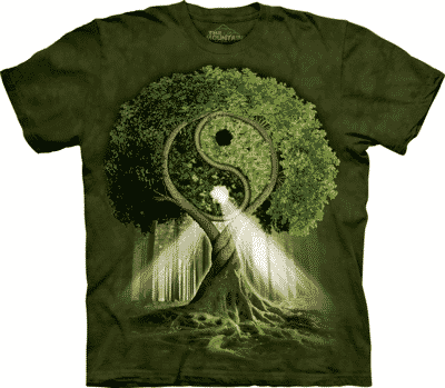 T-Shirt Mountain Artwear Yin Yang Baum (Größe S, grün)