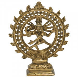 Shiva Nataraja Messing doppelter Ring goldfarbig - 15 cm