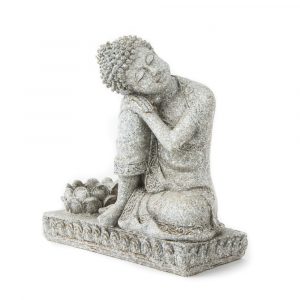 Buddha mit Kerzenhalter (steingrau, 17 cm)