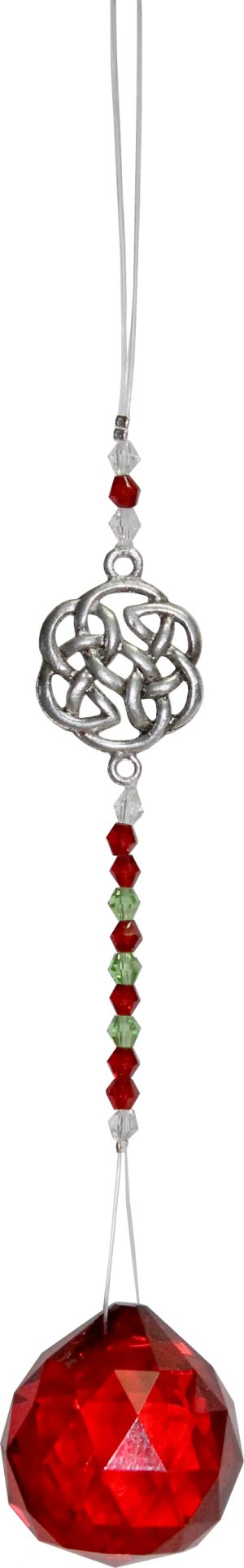 Anhänger Crystal Geschliffenes Glas mit Perlen & keltischem Knoten - Rot