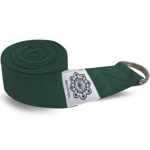 Baumwolle Yoga-Gürtel Grün mit D-Ring - 248 cm