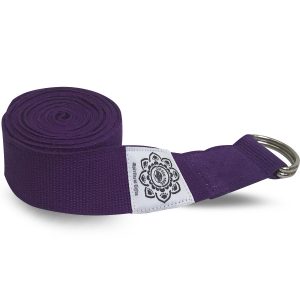 Baumwoll-Yoga-Gürtel Lila mit D-Ring - 248 cm