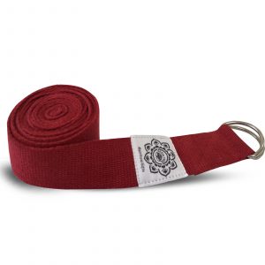 Yoga-Gürtel mit D-Ring aus Baumwolle (248 cm, rot-grün)