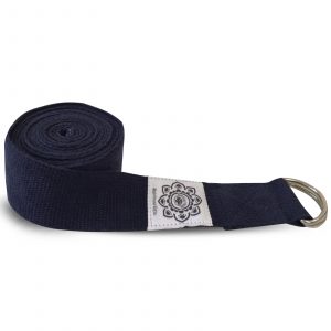 Yoga-Gürtel mit D-Ring aus Baumwolle (248 cm, dunkelblau)