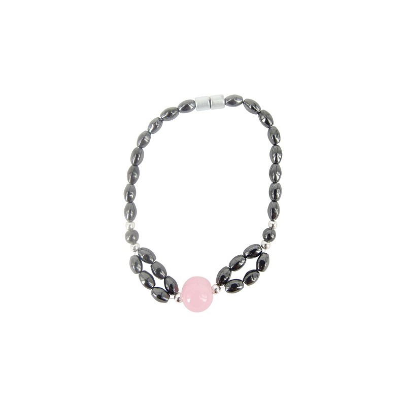 Magnetarmband Hämatit - Achat rosa mit Magnetverschluss