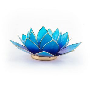 Teelichthalter - Lotusblume (Stimmungslicht, blau-violett)