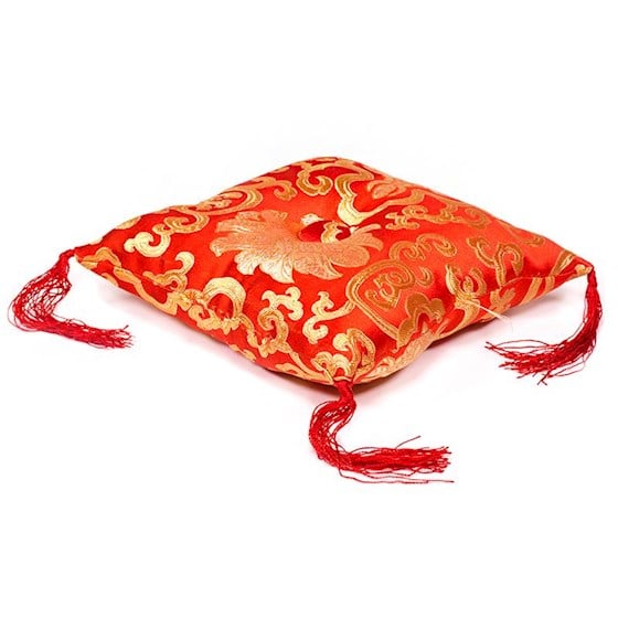 Kissen für Klangschale rot mit Blumenmotiv (12 cm)