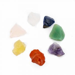 7 Chakra-Rohsteine mit Geschenktasche