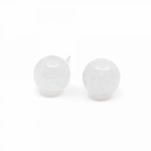 Weiße Jade-Ohrstecker 925 Silber