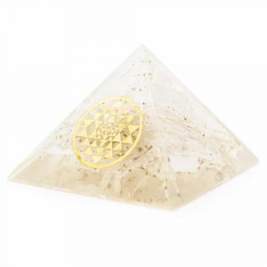 Orgonit-Pyramide - Selenit mit Sri Yantra (70 mm)