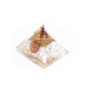 Orgonitpyramide - Selenit mit Amethystkristall - Groß