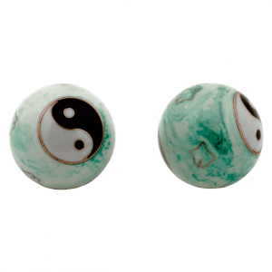 Qigongkugel - Yin Yang (weiß-grün marmoriert)