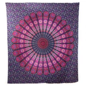 Authentisches Mandala Wandtuch Baumwolle Rot/Violett (240 x 210 cm)