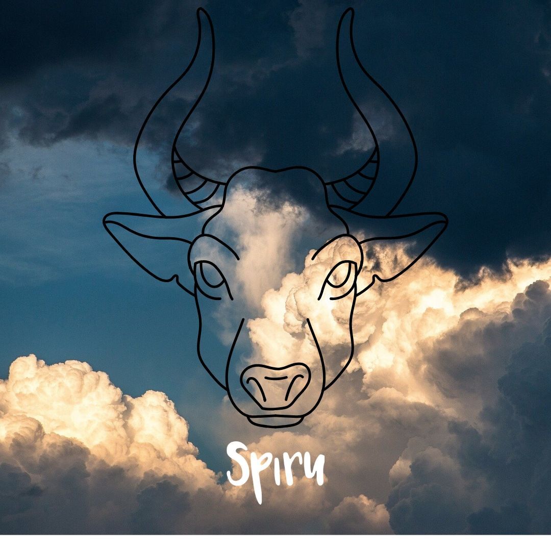 Sternzeichen Stier Illustration auf Himmel mit dramatischen Wolken Spiru