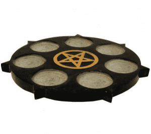 Teelicht-Halter Pentagramm aus schwarzem Speckstein