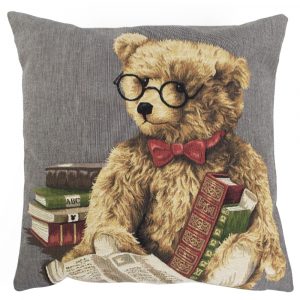 Gobelin Kissen Teddybär Lesen (45 x 45 cm)