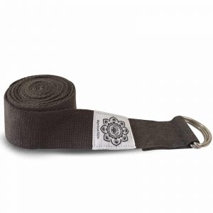 Yoga-Gürtel mit D-Ring aus Baumwolle (248 cm, grau)