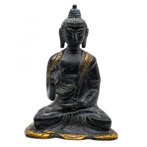 Buddha-Statue Antikes Finish - Messing - Lehre (12 cm)