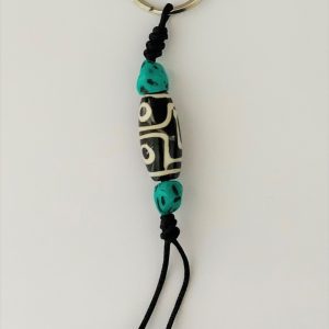 Tibetischer Schlüsselanhänger mit DZI-Perle (Modell 1)