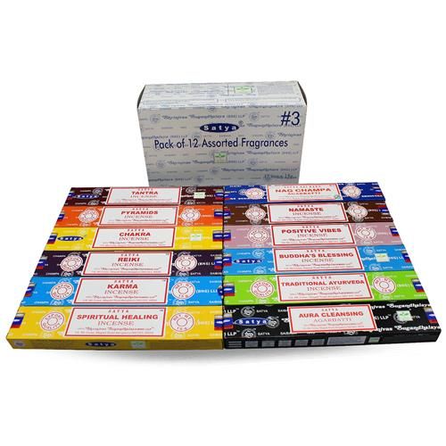 Satya Räucherstäbchen Sortiment 3 - 12 Sorten (12 Packungen)