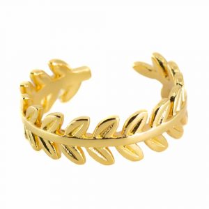 Verstellbarer Ring Lorbeerkranz Kupfer Gold