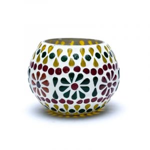 Mosaik-Teelichthalter Blumen -- 7cm