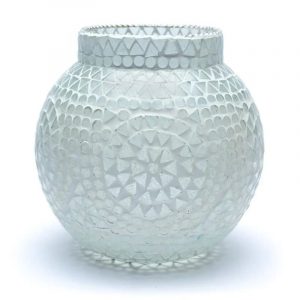 Mosaik-Teelichthalter weiß -- 18cm