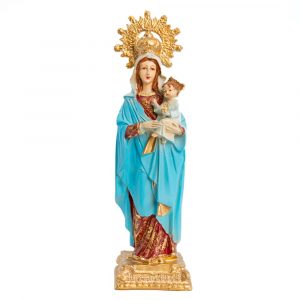 Statue der Mutter Maria mit gekröntem Jesuskind - handbemalt (30 cm)