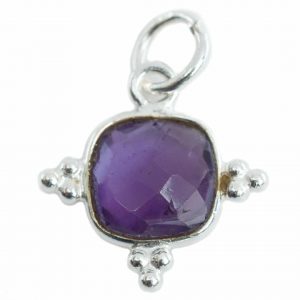 Edelstein-Anhänger Amethyst quadratisch - Silber - 8 mm