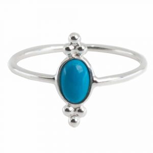 Edelstein Ring Türkis - 925 Silber - Fancy (Größe 17)