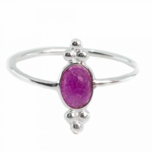 Edelstein-Ring Rubin (farbig) - 925 Silber - Fancy (Größe 17)