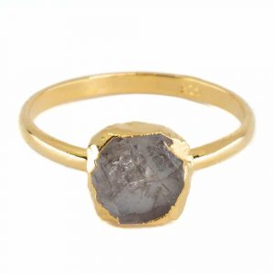 Geburtsstein Ring Roher Herkimer Diamant April - 925 Silber Vergoldet