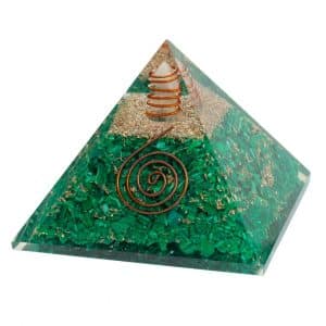 Orgonit-Pyramide Malachit mit Bergkristallspitze (70 mm)
