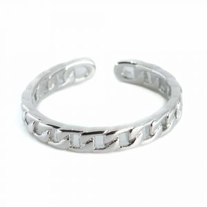 Verstellbarer Ring Gliederkette Kupfer Silber