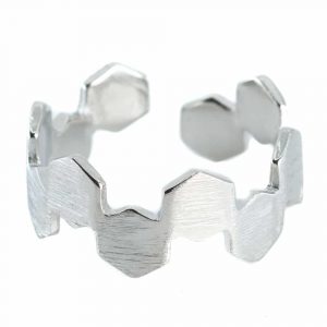 Verstellbarer Ring Verbundene Hexagon Kupfer Silber