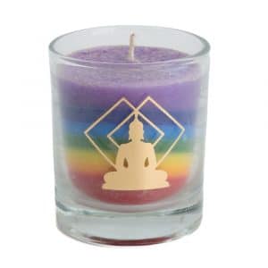 Fair Trade 7 Chakras Buddha Stearin Kerze im Glas