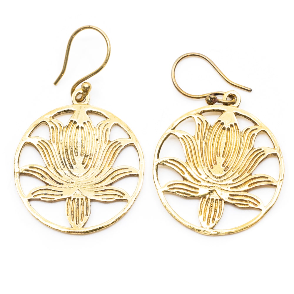 Ohrringe Lotus Messing Gold (30 mm)