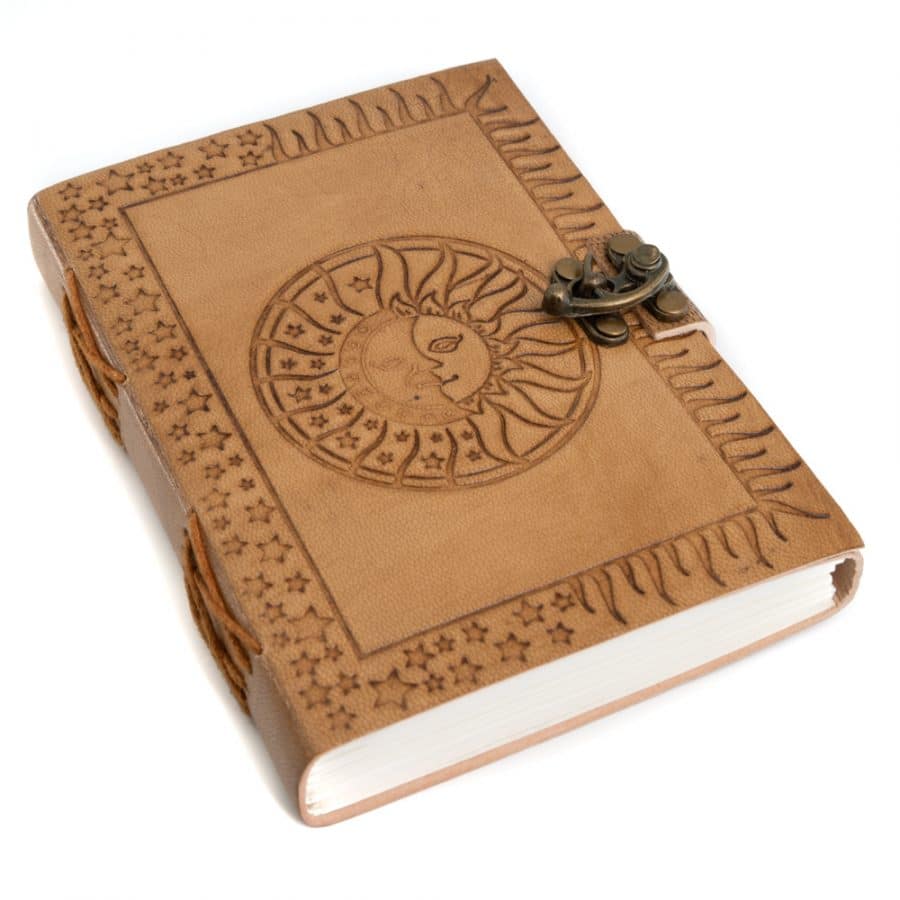 Handgemachtes Notizbuch Sonne und Mond Leder