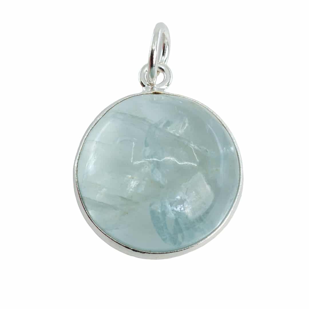 Edelstein Anhänger Rund Ruhe - Aquamarin - 925 Silber (15 mm)