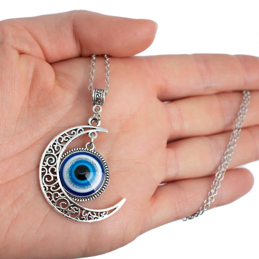 Amulette silberfarben Böser Blick Mond