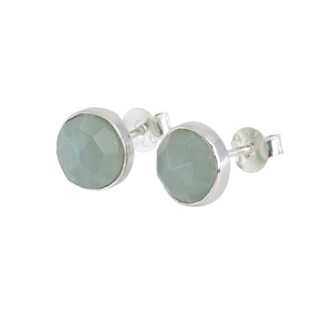 Geburtsstein Ohrstecker März Aquamarin Facett - 925 Silber