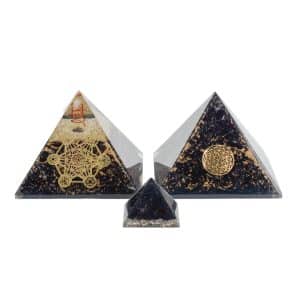 Schwarzer Turmalin Orgonit Set für Schutz (3 Pyramiden)