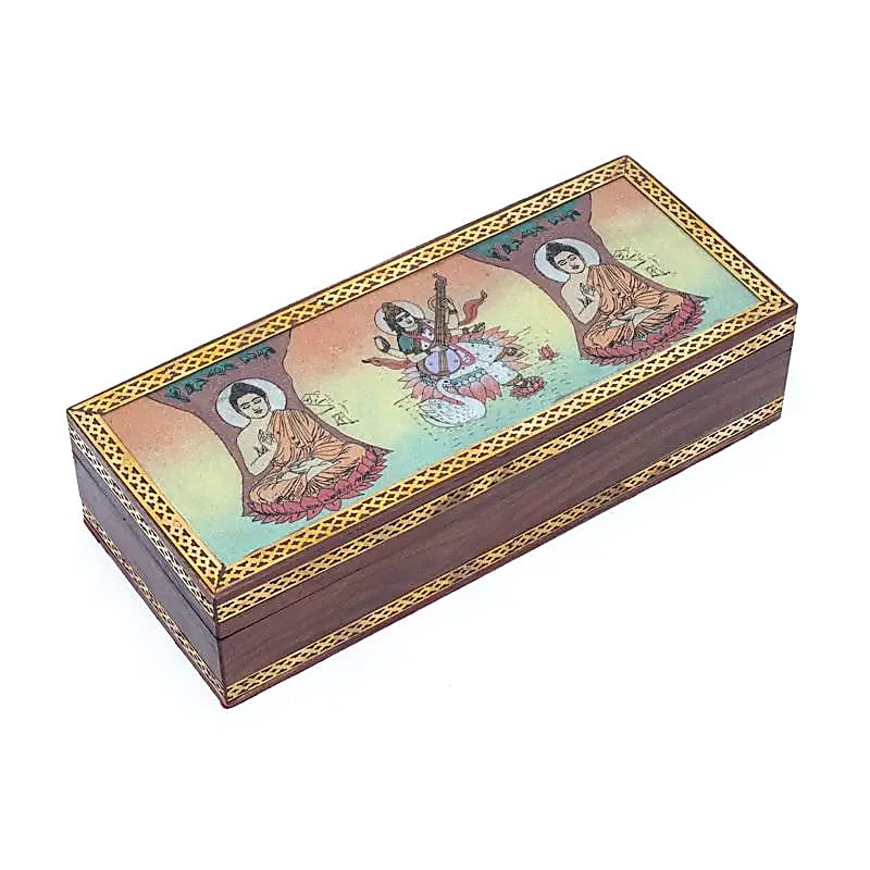 Tarot- oder Sieradendoos - Buddha & Saraswati (26 x 11 cm)
