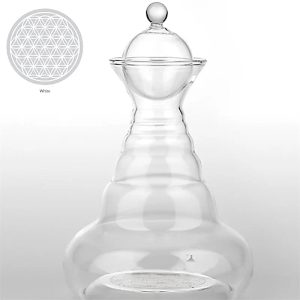 Vitaalwasserkaraffe Alladin Glas 1300 ml mit Weißer Blume des Lebens